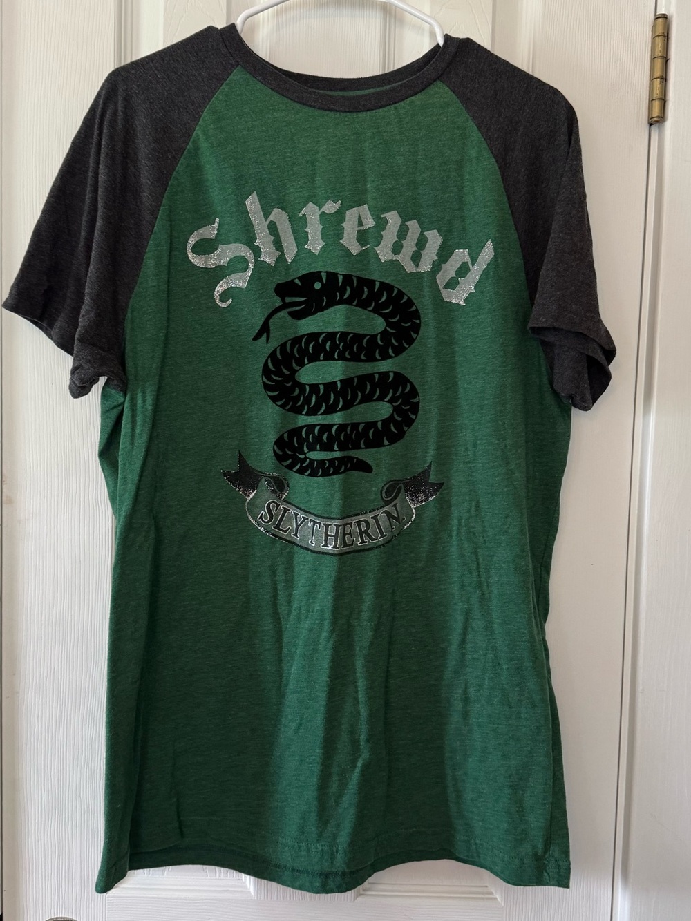 Harry Potter Slytherin Raglan Graphic T-Shirt‎ Green & Gray Size Large Universal
